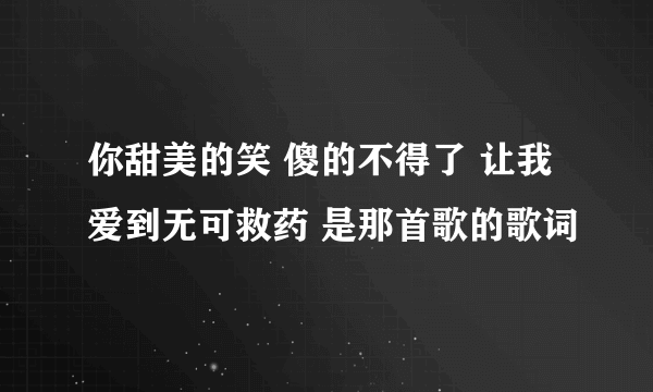 你甜美的笑 傻的不得了 让我爱到无可救药 是那首歌的歌词