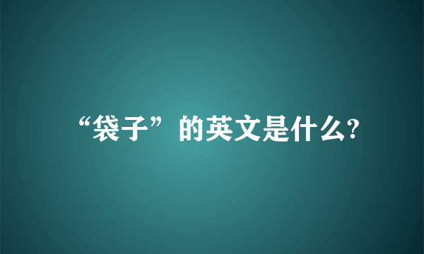 “袋子”的英文是什么?