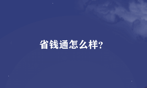 省钱通怎么样？