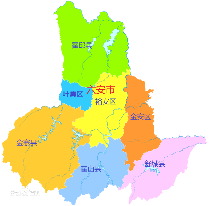 安徽省六安市行政地图