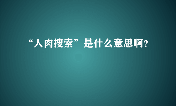 “人肉搜索”是什么意思啊？