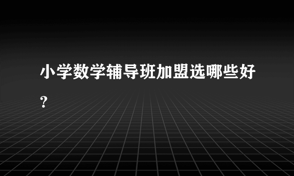 小学数学辅导班加盟选哪些好？