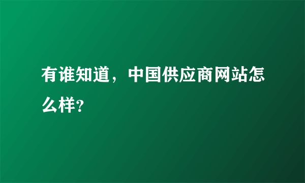 有谁知道，中国供应商网站怎么样？