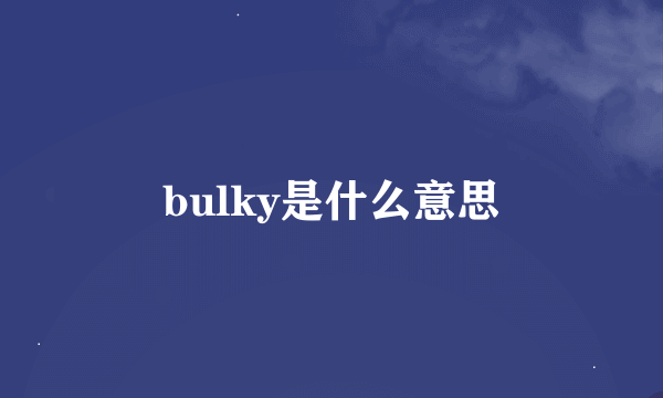 bulky是什么意思