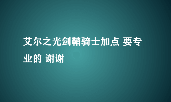 艾尔之光剑鞘骑士加点 要专业的 谢谢