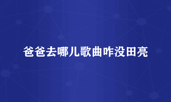 爸爸去哪儿歌曲咋没田亮