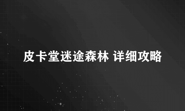 皮卡堂迷途森林 详细攻略