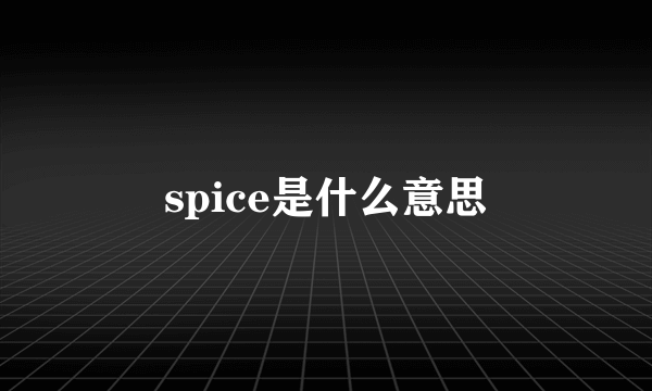 spice是什么意思