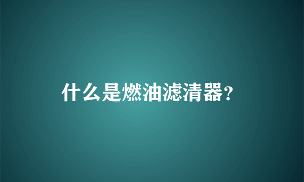 什么是燃油滤清器？