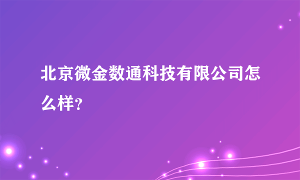 北京微金数通科技有限公司怎么样？