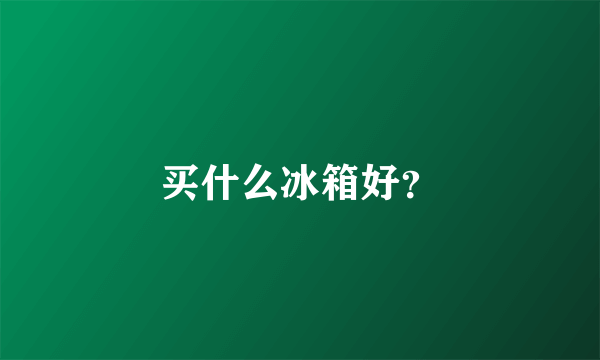 买什么冰箱好？