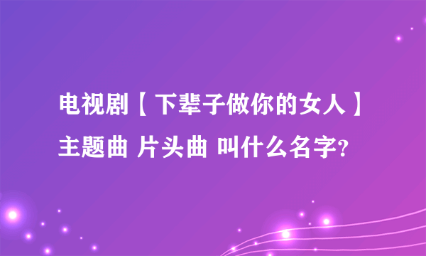 电视剧【下辈子做你的女人】主题曲 片头曲 叫什么名字？