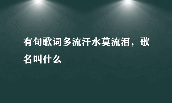 有句歌词多流汗水莫流泪，歌名叫什么