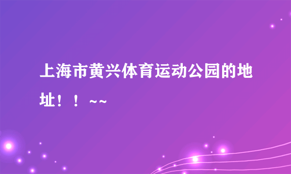 上海市黄兴体育运动公园的地址！！~~