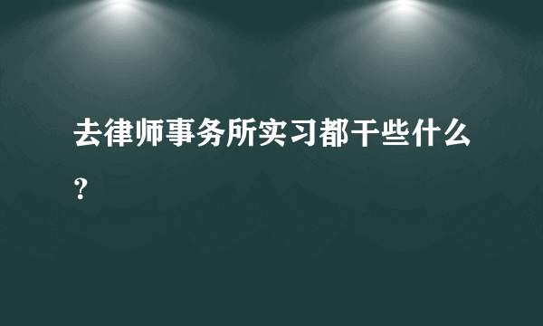 去律师事务所实习都干些什么？