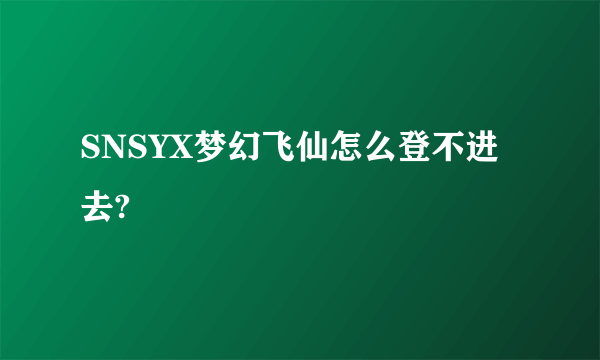 SNSYX梦幻飞仙怎么登不进去?