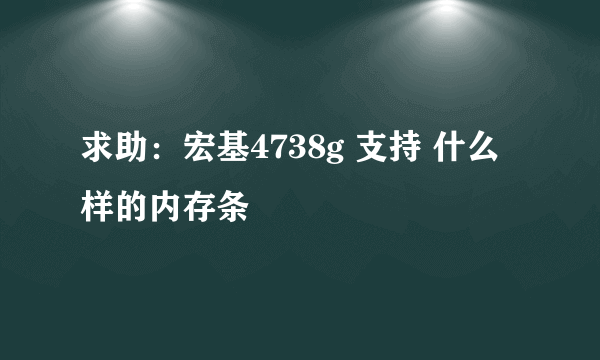 求助：宏基4738g 支持 什么样的内存条