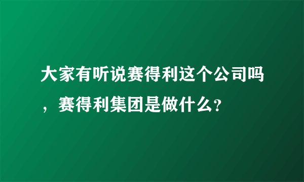 大家有听说赛得利这个公司吗，赛得利集团是做什么？