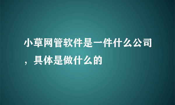 小草网管软件是一件什么公司，具体是做什么的