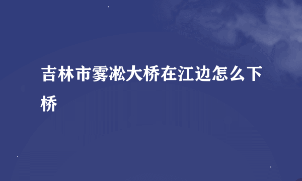 吉林市雾凇大桥在江边怎么下桥