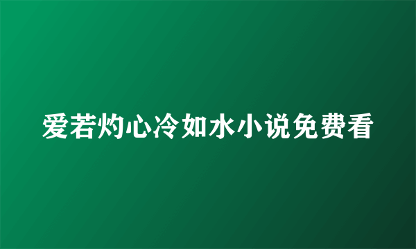 爱若灼心冷如水小说免费看