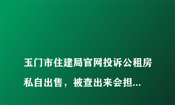 
玉门市住建局官网投诉公租房私自出售，被查出来会担什么法律责任

