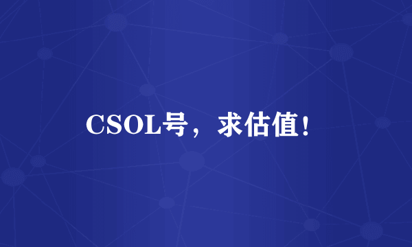 CSOL号，求估值！