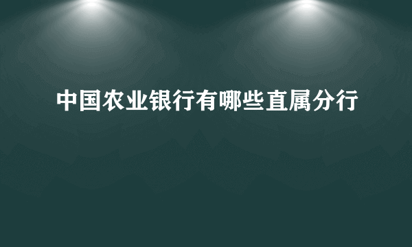 中国农业银行有哪些直属分行