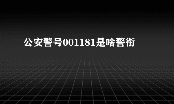 公安警号001181是啥警衔