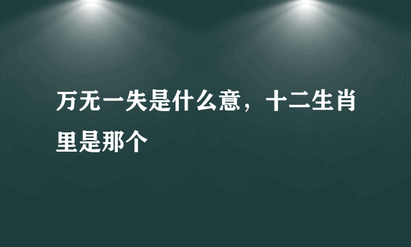 万无一失是什么意，十二生肖里是那个