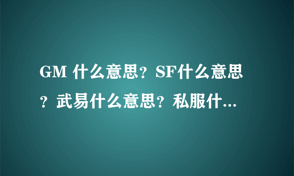 GM 什么意思？SF什么意思？武易什么意思？私服什么意思？