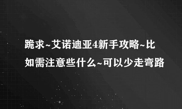 跪求~艾诺迪亚4新手攻略~比如需注意些什么~可以少走弯路