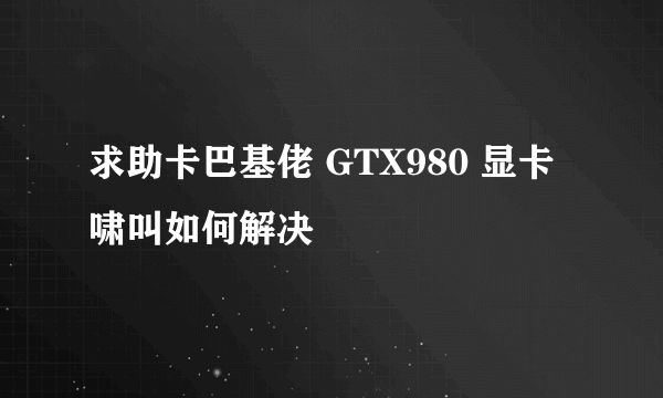 求助卡巴基佬 GTX980 显卡啸叫如何解决