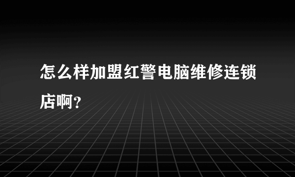 怎么样加盟红警电脑维修连锁店啊？