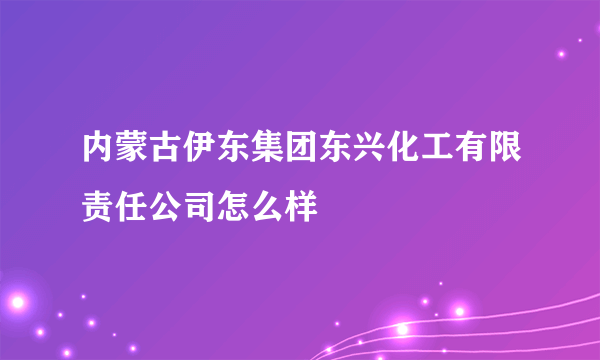 内蒙古伊东集团东兴化工有限责任公司怎么样