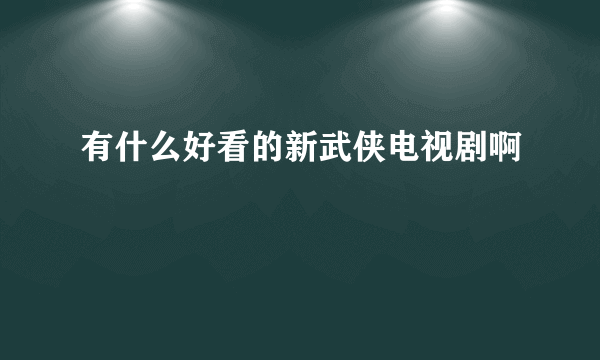 有什么好看的新武侠电视剧啊