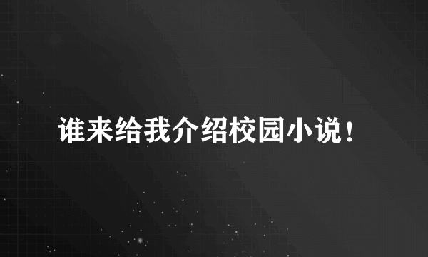 谁来给我介绍校园小说！