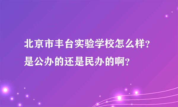 北京市丰台实验学校怎么样？是公办的还是民办的啊？