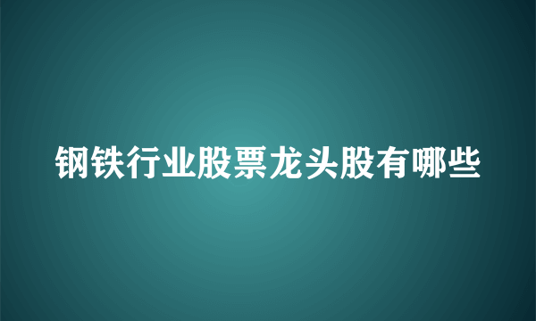 钢铁行业股票龙头股有哪些