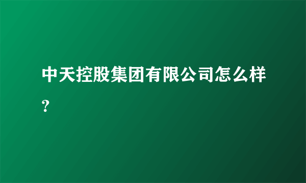 中天控股集团有限公司怎么样？