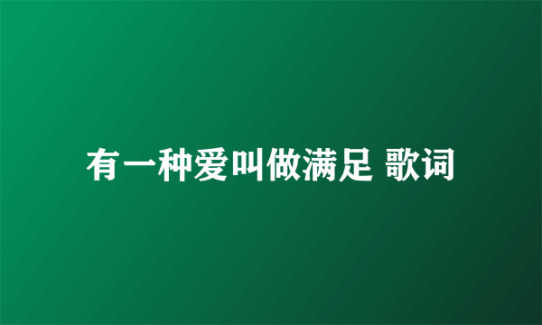 有一种爱叫做满足 歌词