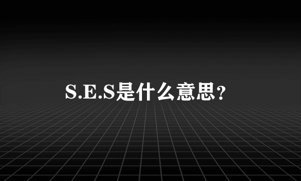 S.E.S是什么意思？