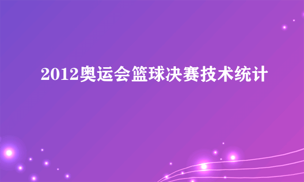 2012奥运会篮球决赛技术统计