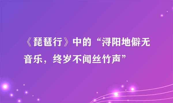 《琵琶行》中的“浔阳地僻无音乐，终岁不闻丝竹声”