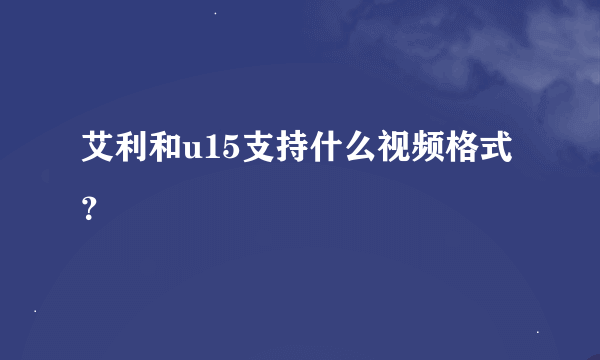 艾利和u15支持什么视频格式？