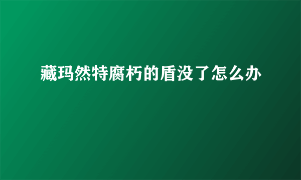 藏玛然特腐朽的盾没了怎么办