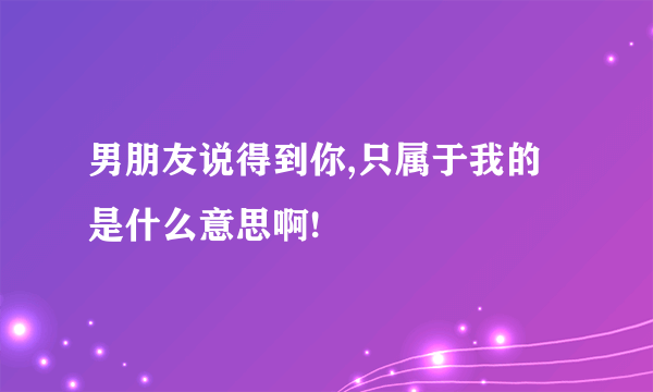 男朋友说得到你,只属于我的是什么意思啊!