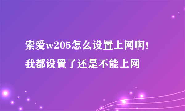 索爱w205怎么设置上网啊！我都设置了还是不能上网