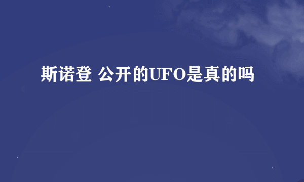 斯诺登 公开的UFO是真的吗