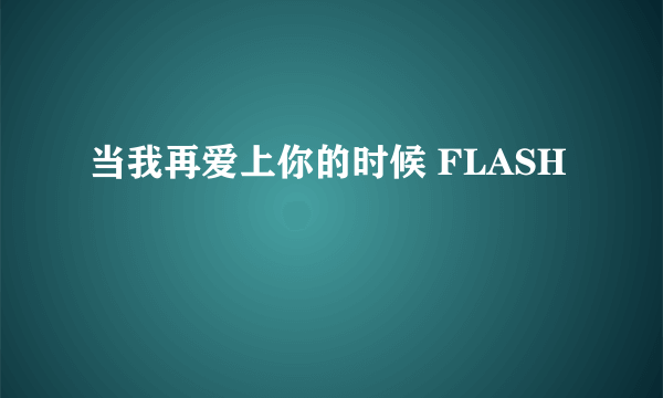 当我再爱上你的时候 FLASH